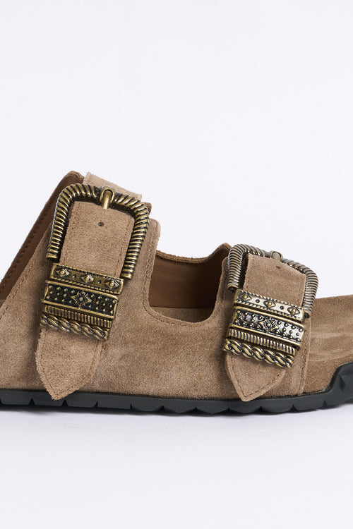 Ash Ciabatta Twister Doppia Fibbia Taupe Donna-2