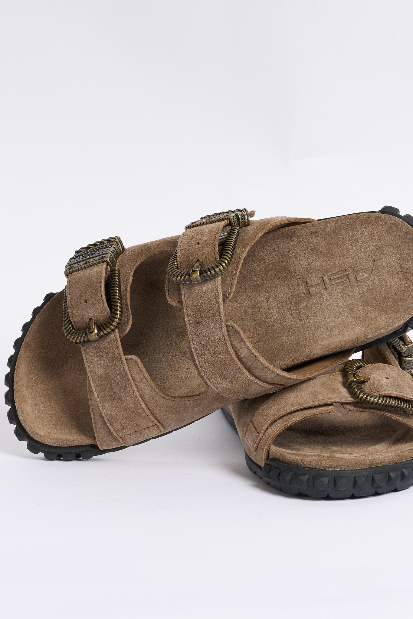 Ash Ciabatta Twister Doppia Fibbia Taupe Donna-7