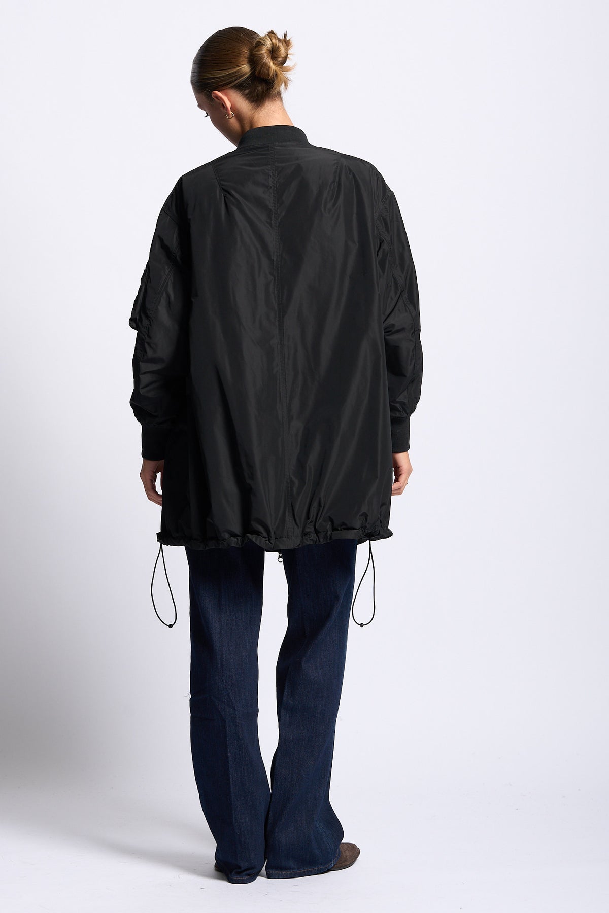 Aspesi Bomber Lungo Nero Donna con fondo regolabile-5