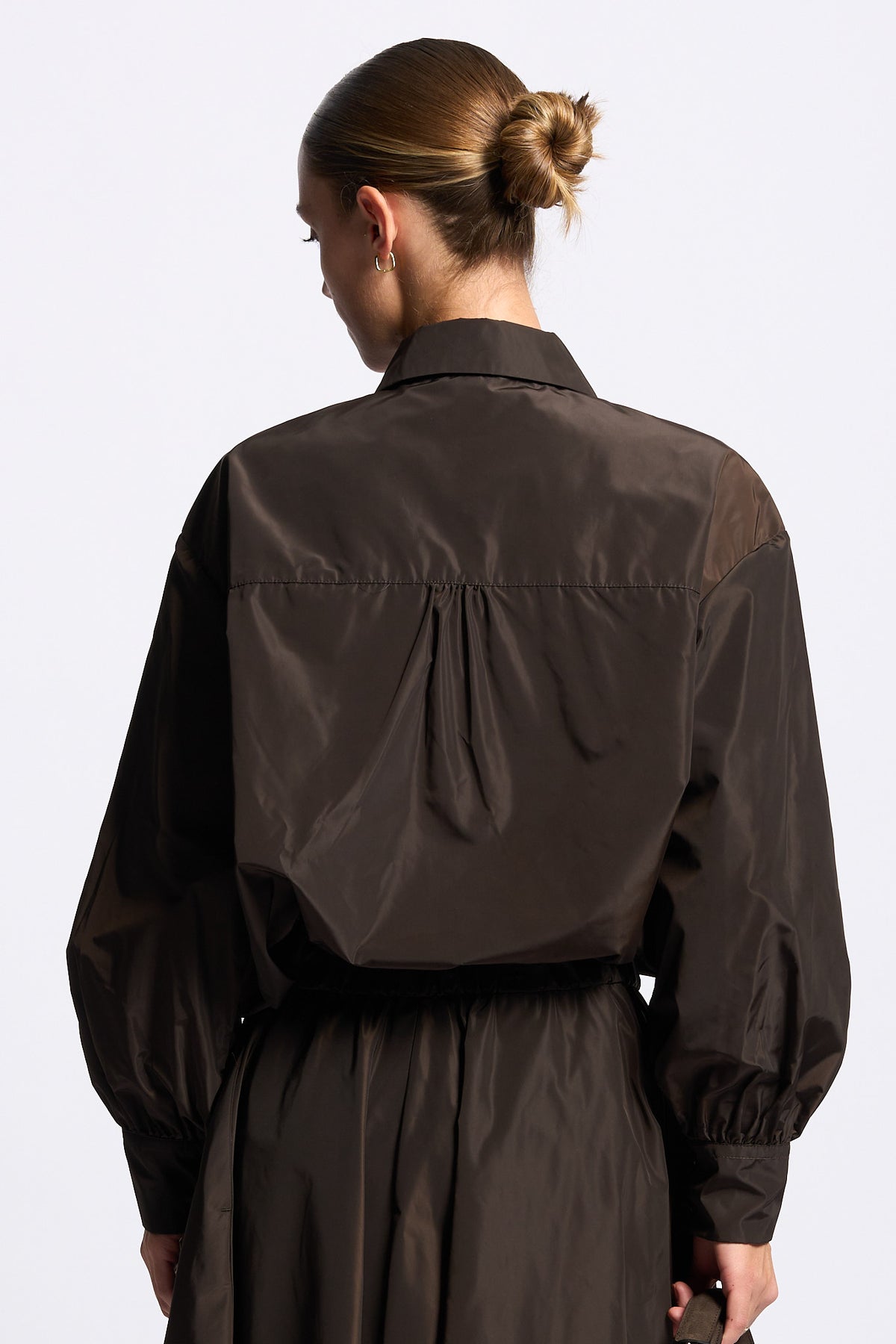 Aspesi Camicia DIANA Taffetà Marrone da donna con taschino-3