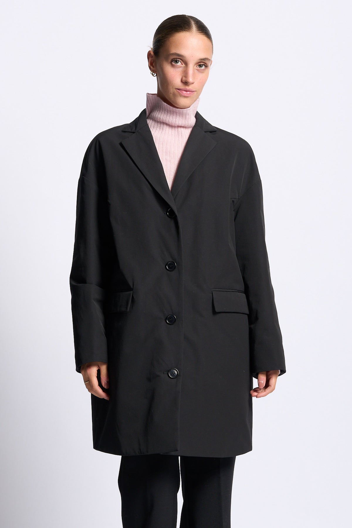 Aspesi Cappotto CEDRATA Over Cotone tecnico nero donna-1