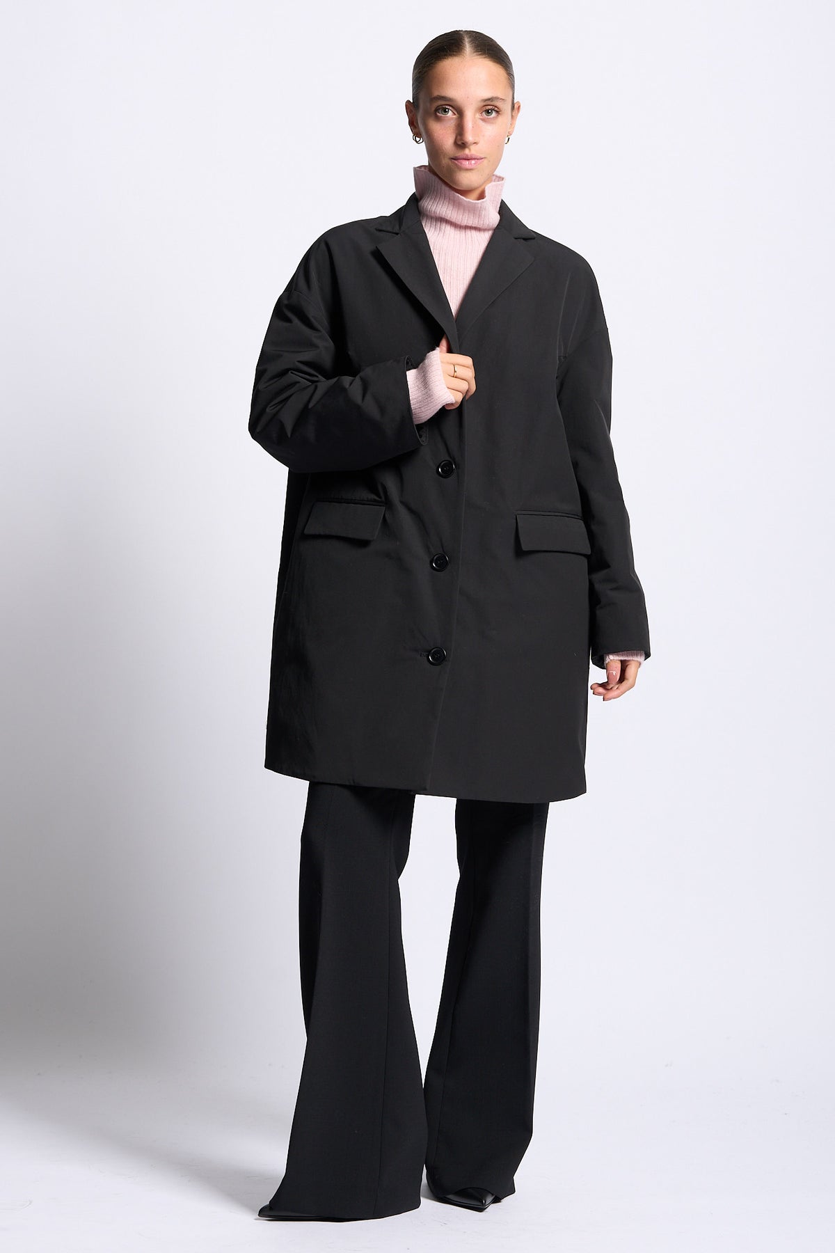 Aspesi Cappotto CEDRATA Over Cotone tecnico nero donna-3