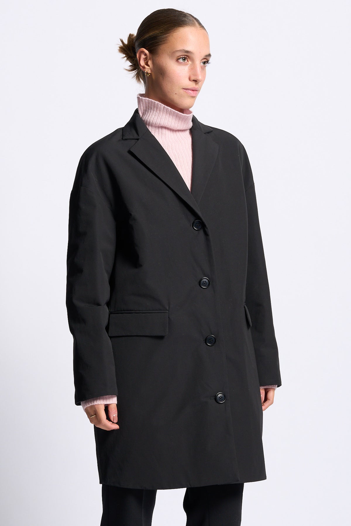 Aspesi Cappotto CEDRATA Over Cotone tecnico nero donna-5