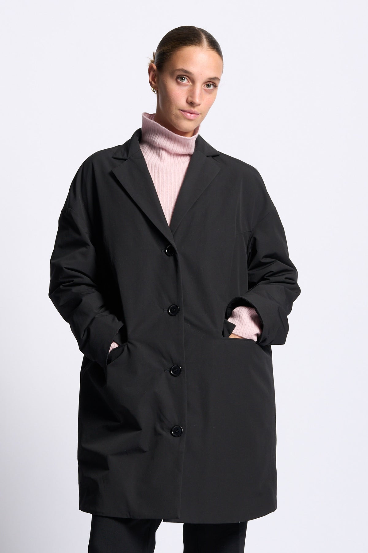 Aspesi Cappotto CEDRATA Over Cotone tecnico nero donna-6