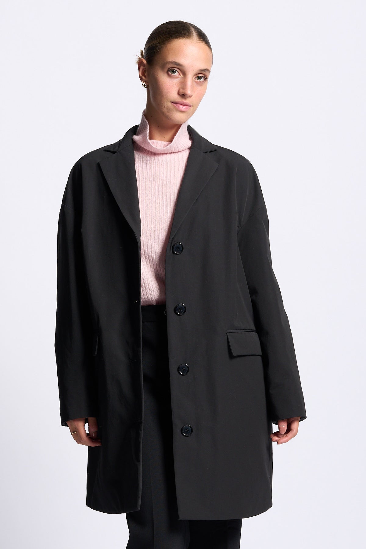 Aspesi Cappotto CEDRATA Over Cotone tecnico nero donna-4