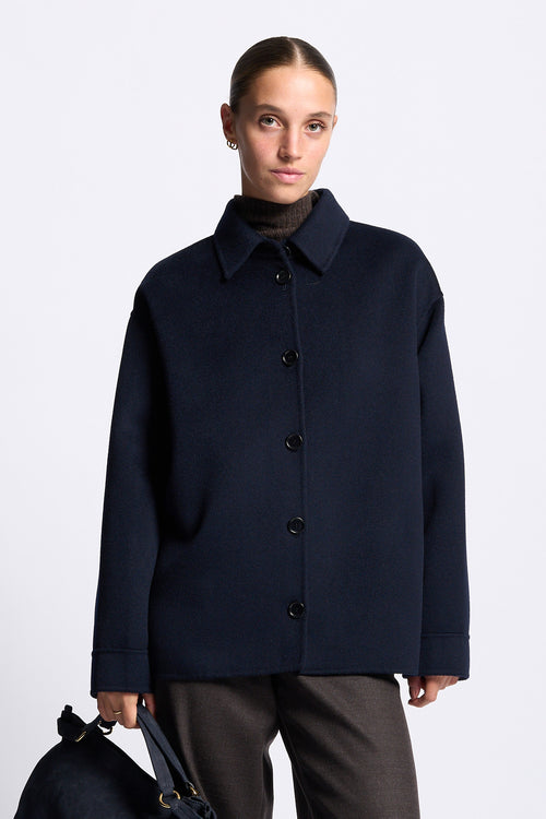 Aspesi Overshirt Doppio Lana Blu con bottoni Donna