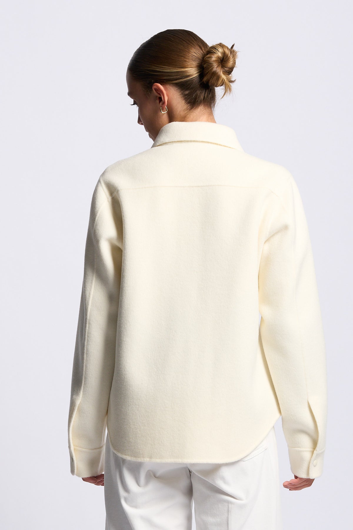 Aspesi Camicia Donna Doppio Lana Panna con collo classico-6