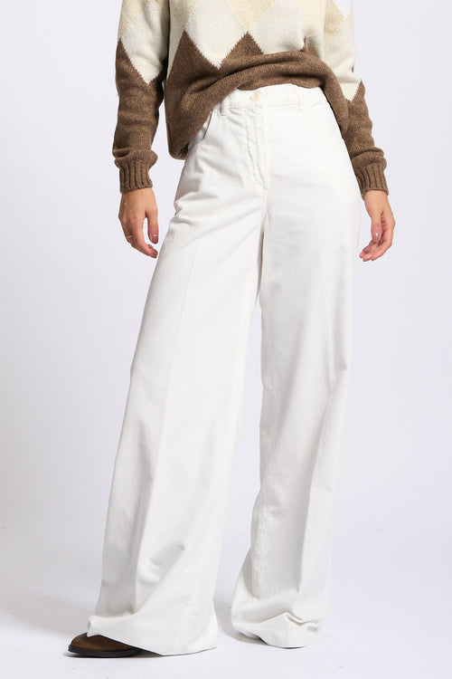 Aspesi Pantalone Velluto Liscio Donna color panna