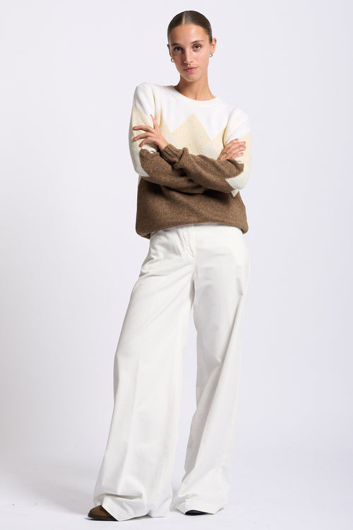 Aspesi Pantalone Velluto Liscio Donna color panna