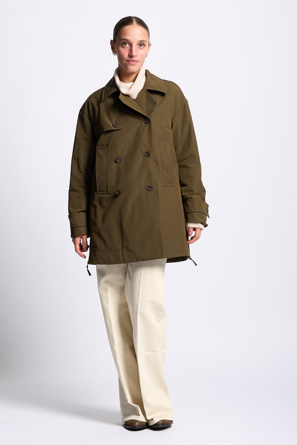 Aspesi Trench Corto SCARLETT Donna verde militare-2
