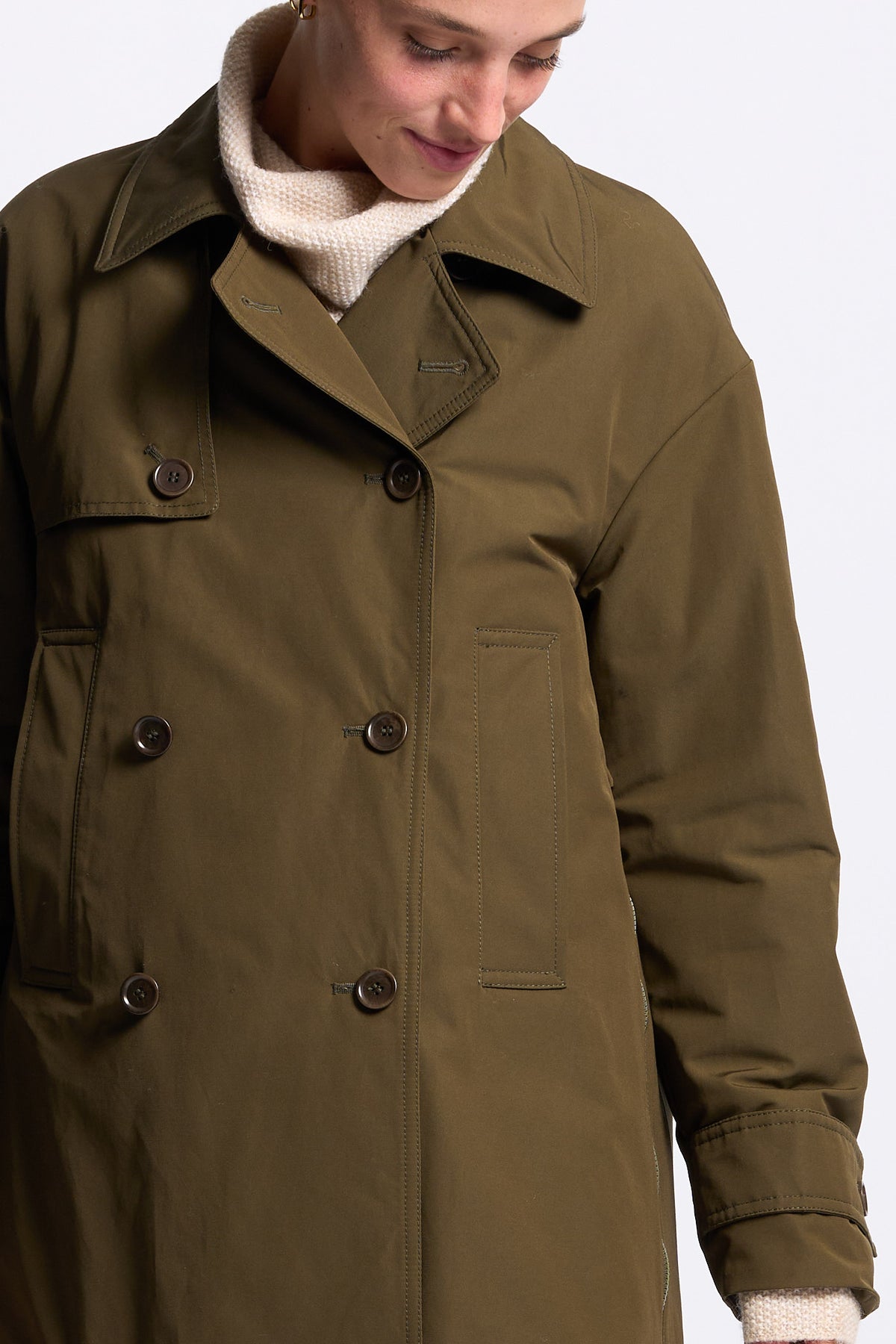Aspesi Trench Corto SCARLETT Donna verde militare-3
