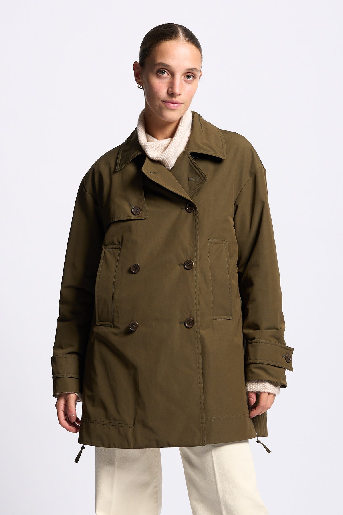 Aspesi Trench Corto SCARLETT Donna verde militare-5