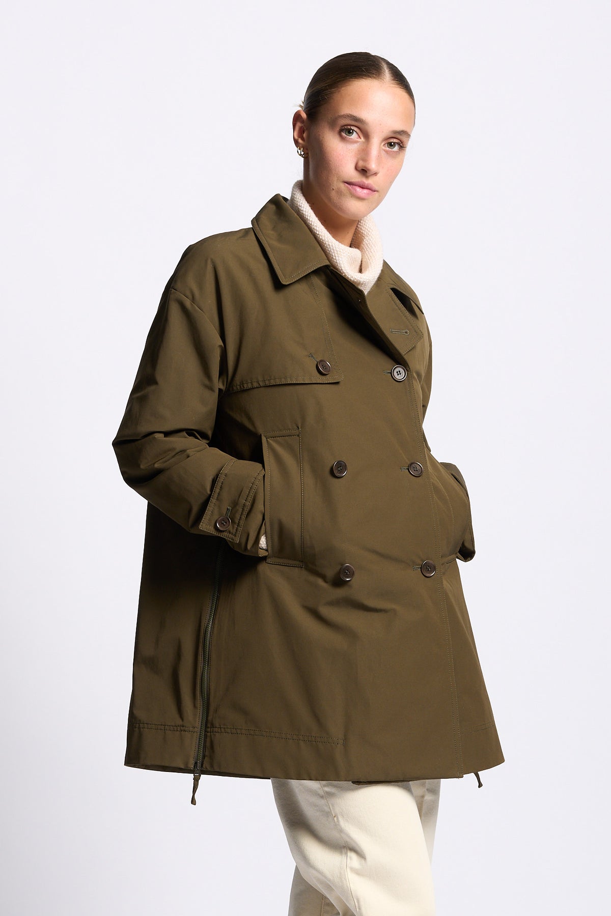 Aspesi Trench Corto SCARLETT Donna verde militare-1