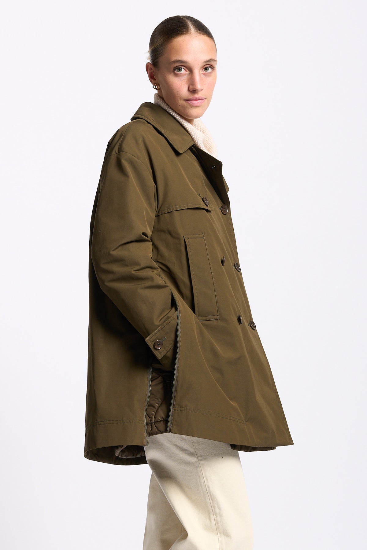 Aspesi Trench Corto SCARLETT Donna verde militare-8