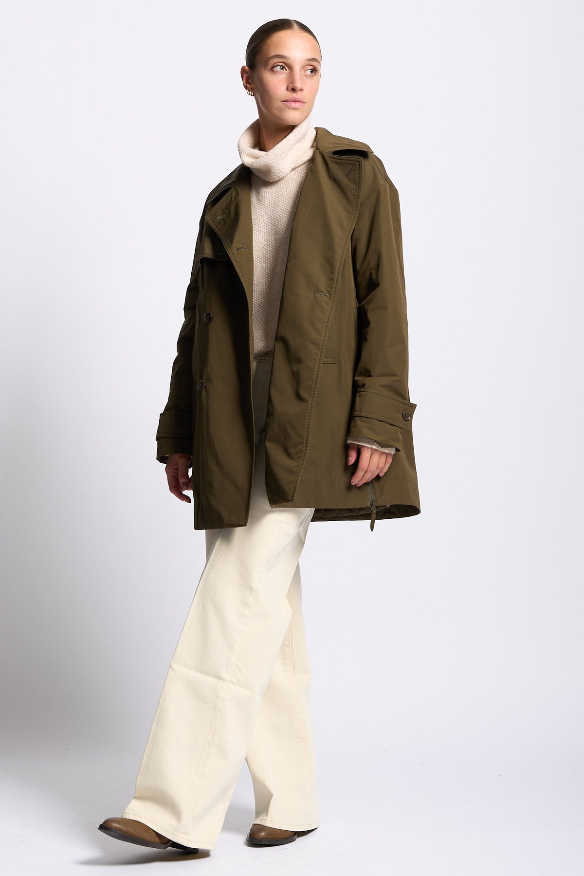Aspesi Trench Corto SCARLETT Donna verde militare-9