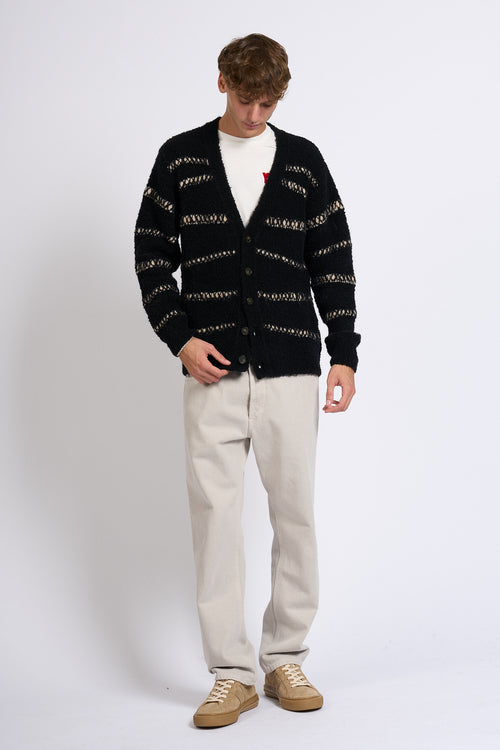 Atomofactory Cardigan Boucle' Nero Uomo