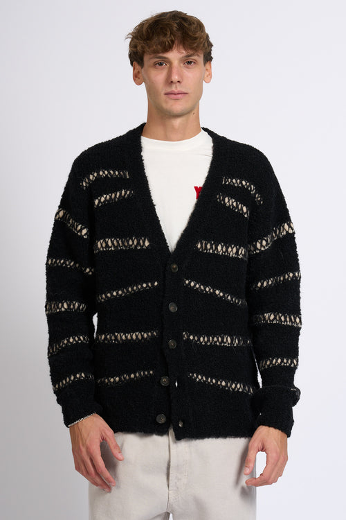 Atomofactory Cardigan Boucle' Nero Uomo-2