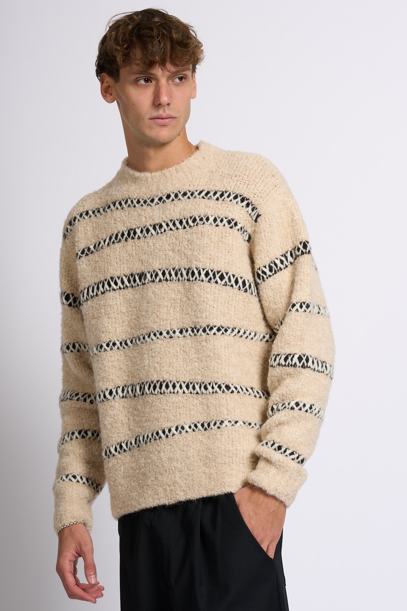 Atomofactory Girocollo Boucle' Beige Uomo-3