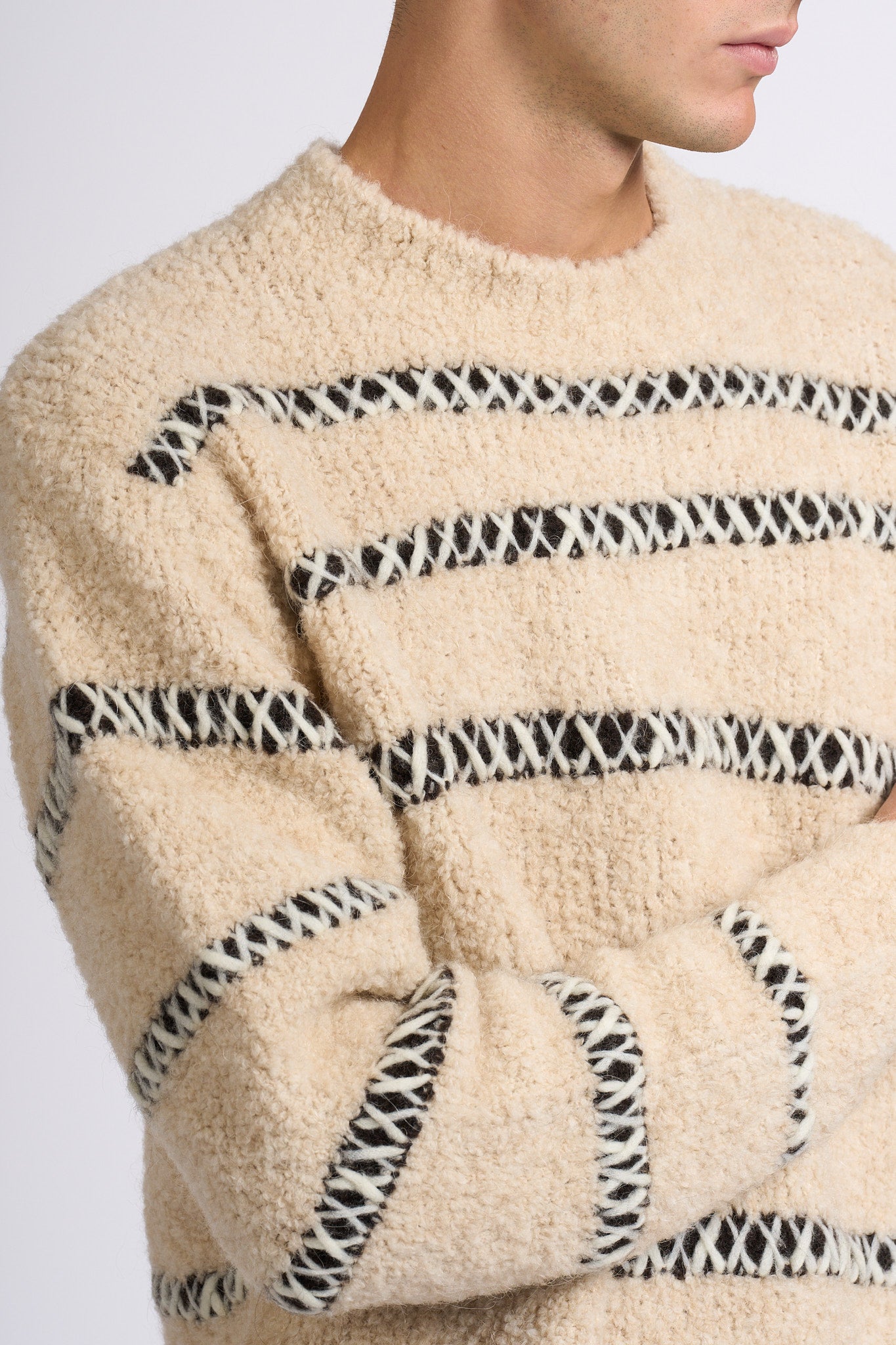 Atomofactory Girocollo Boucle' Beige Uomo-5