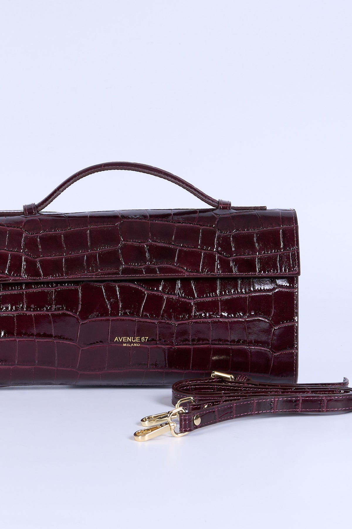 Avenue 67 Borsa Baguette Vernice Cocco Bordeaux Donna-4