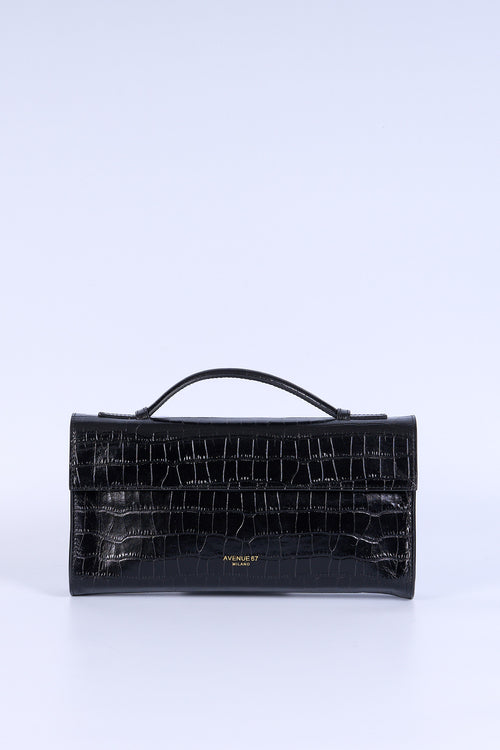 Avenue 67 Borsa Baguette Vernice Cocco Nero Donna