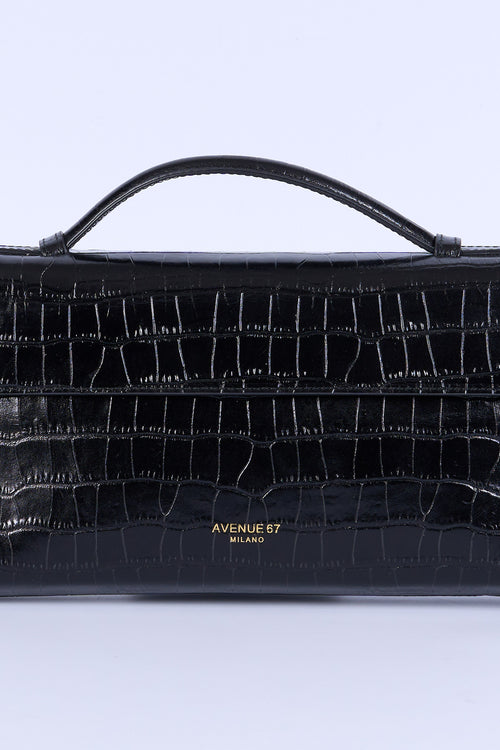 Avenue 67 Borsa Baguette Vernice Cocco Nero Donna-2