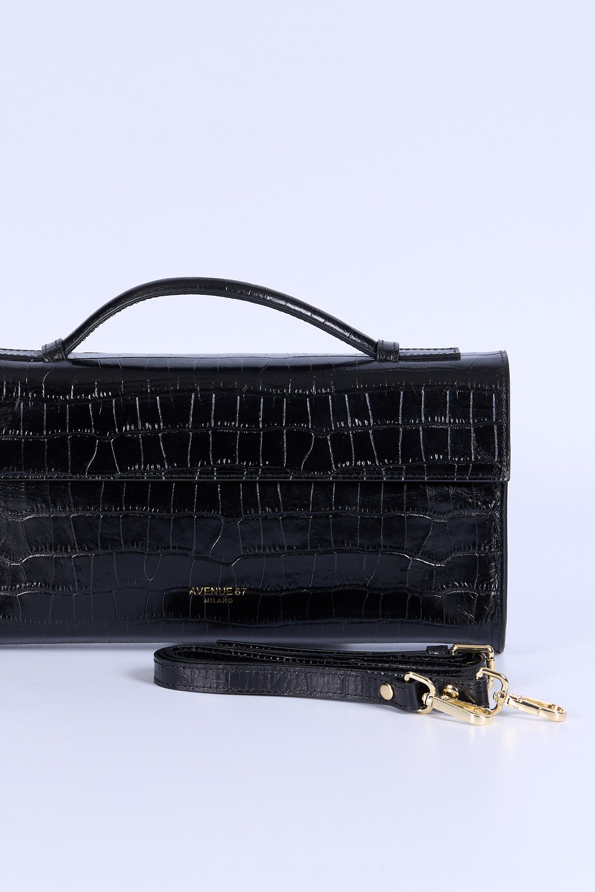 Avenue 67 Borsa Baguette Vernice Cocco Nero Donna-5
