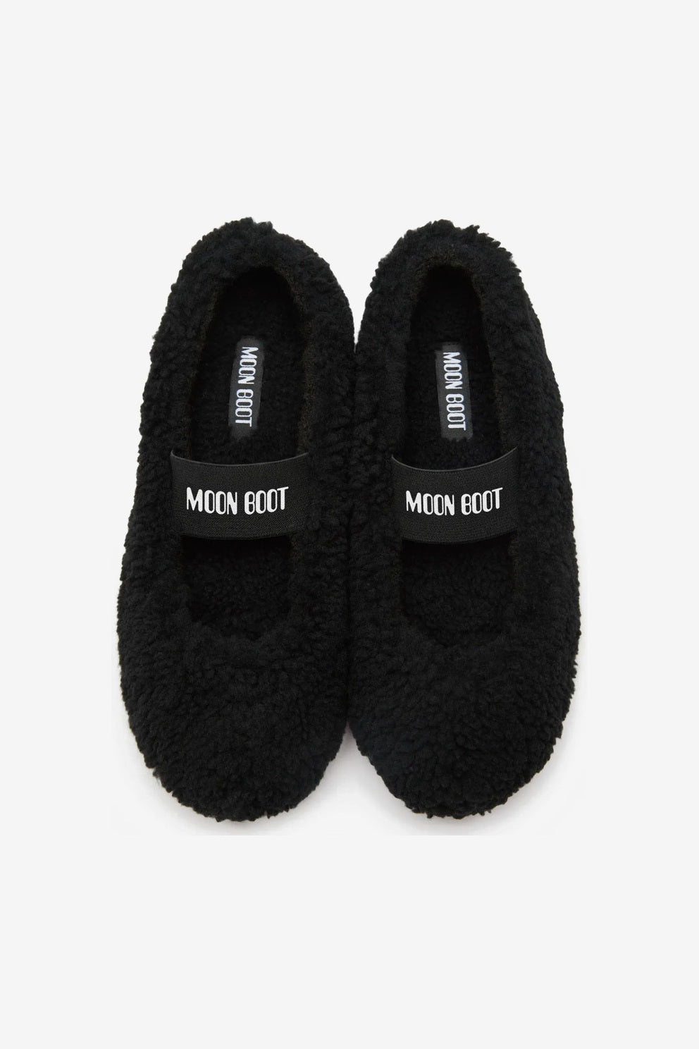 Moon Boot Ballerina Shearling Nero da donna con elastico-4
