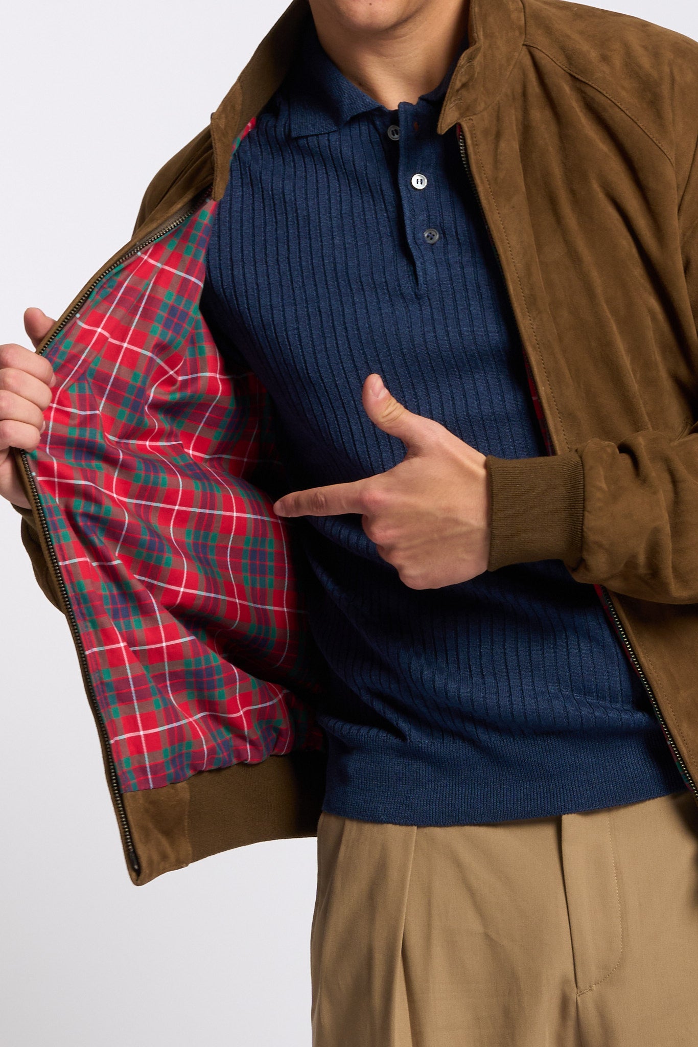 Baracuta Giacca Harrington G9 Camoscio Tabacco Uomo-7