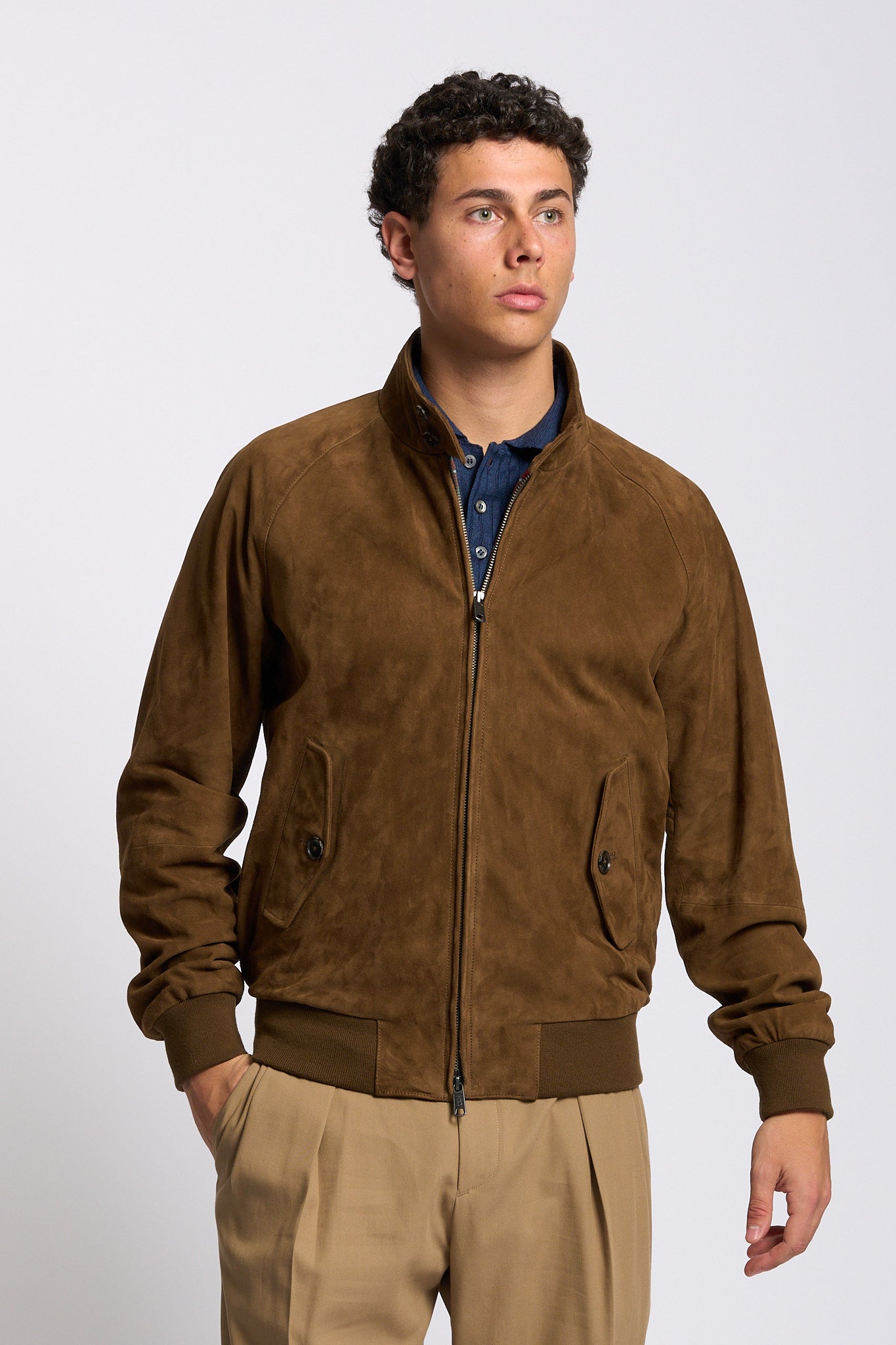 Baracuta Giacca Harrington G9 Camoscio Tabacco Uomo-1
