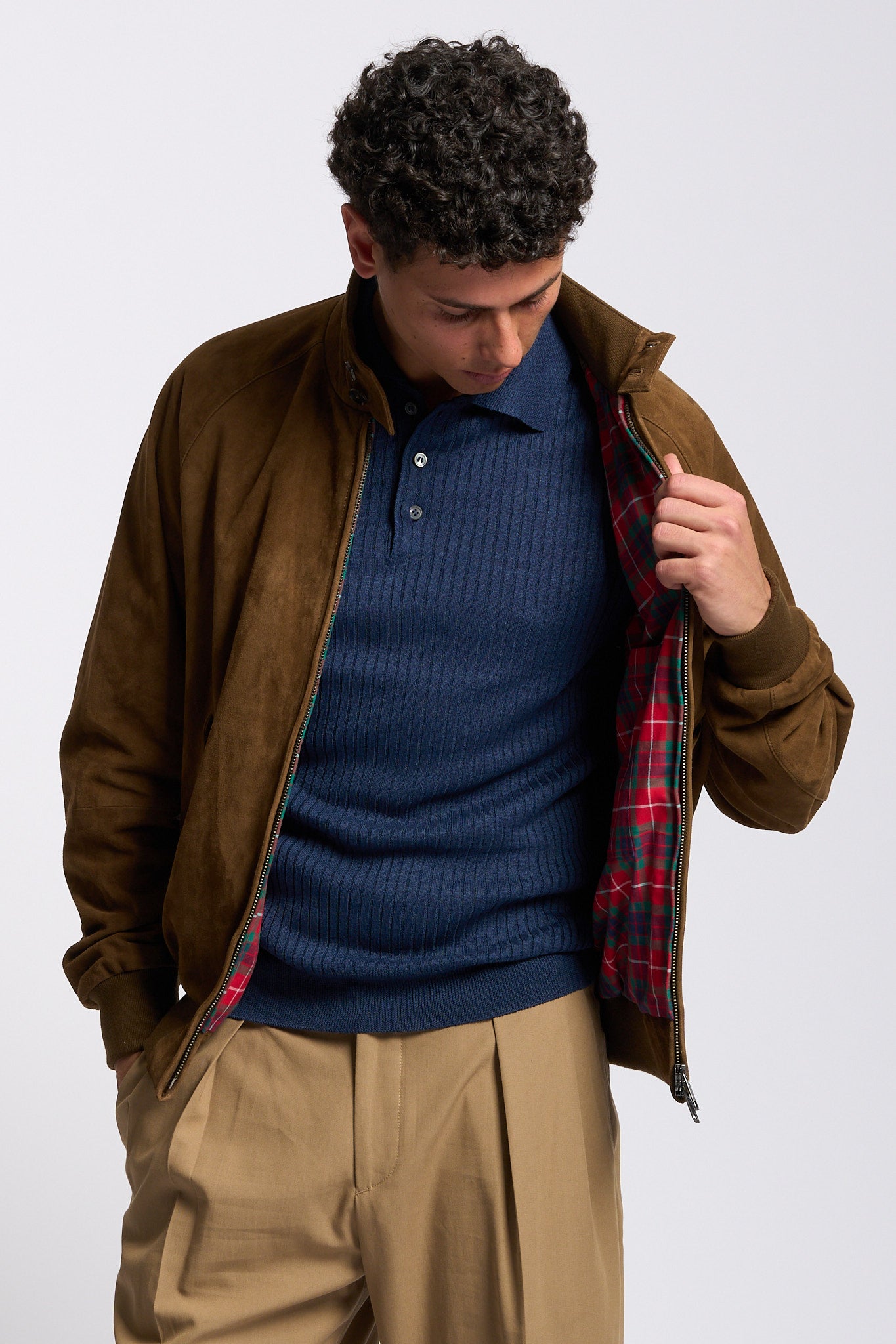 Baracuta Giacca Harrington G9 Camoscio Tabacco Uomo-2