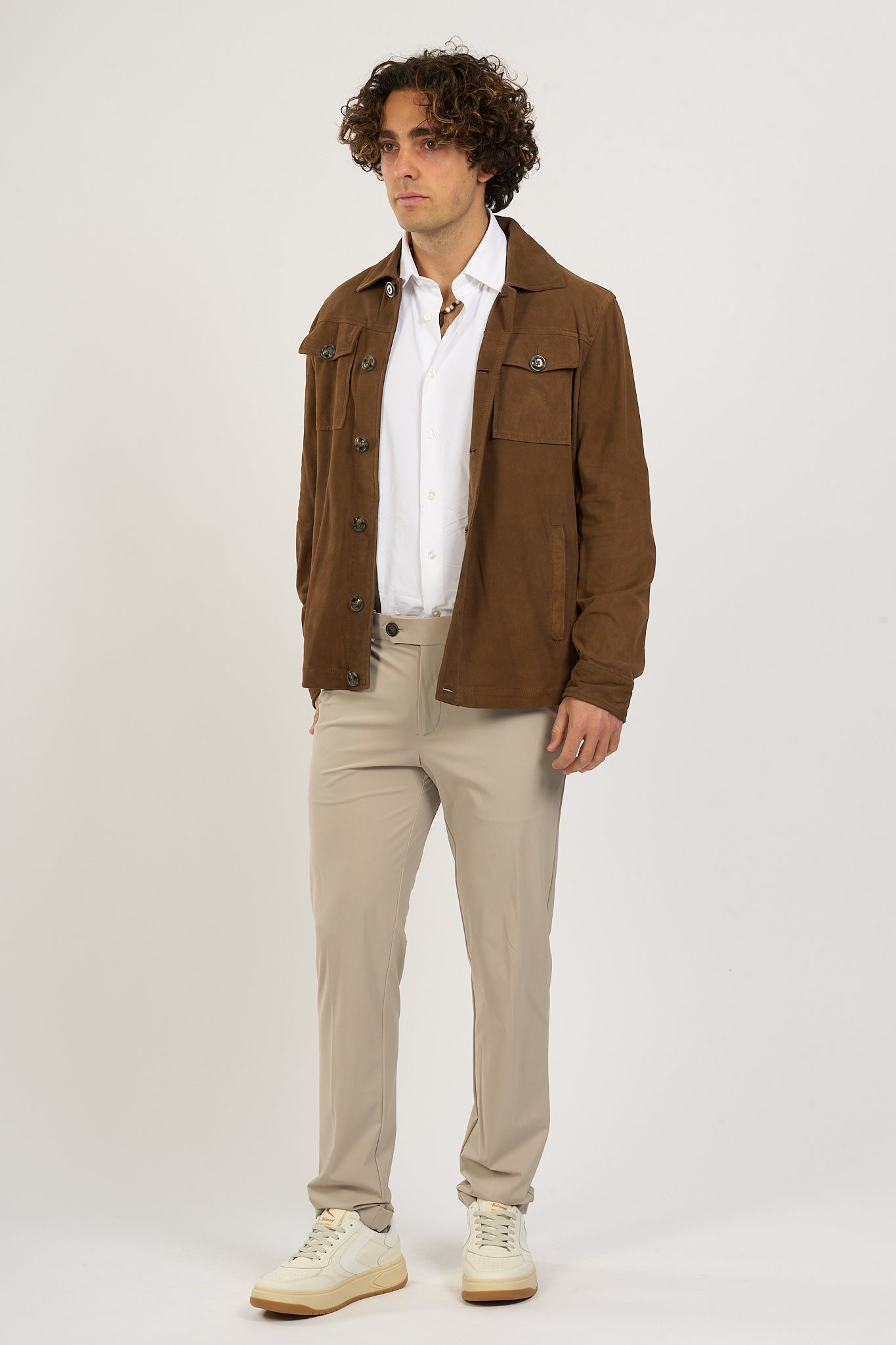 Beard Over Shirt Suede Brown Men-3