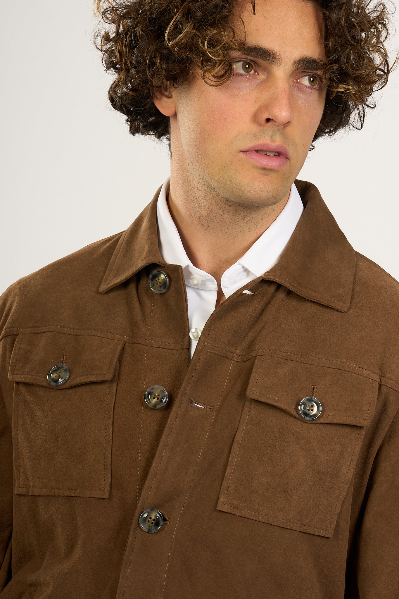 Beard Over Shirt Suede Brown Men-8