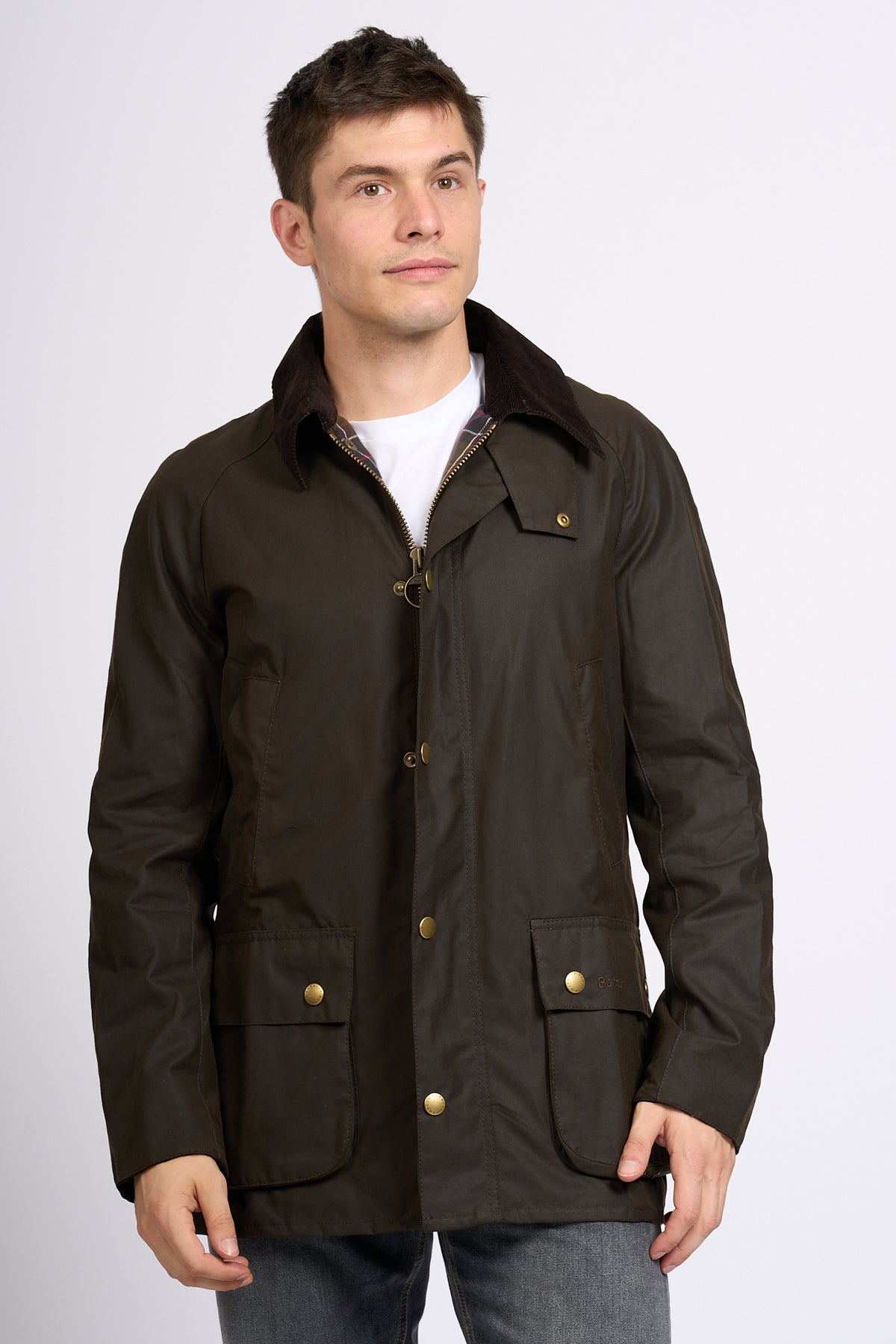Barbour ASHBY WAX Oliva Uomo in cotone cerato-1