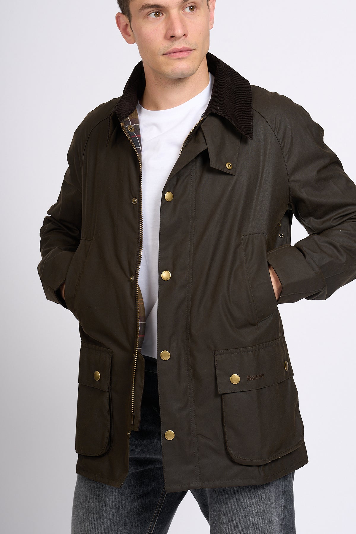 Barbour ASHBY WAX Oliva Uomo in cotone cerato-4