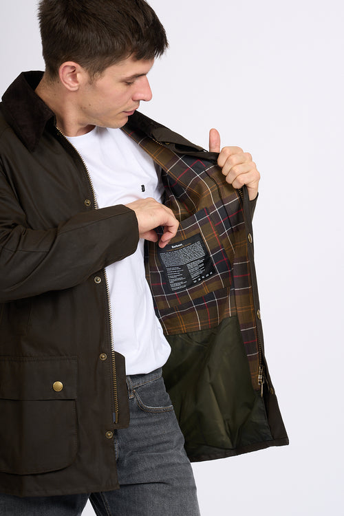 Barbour ASHBY WAX giacca uomo in cotone cerato oliva-2