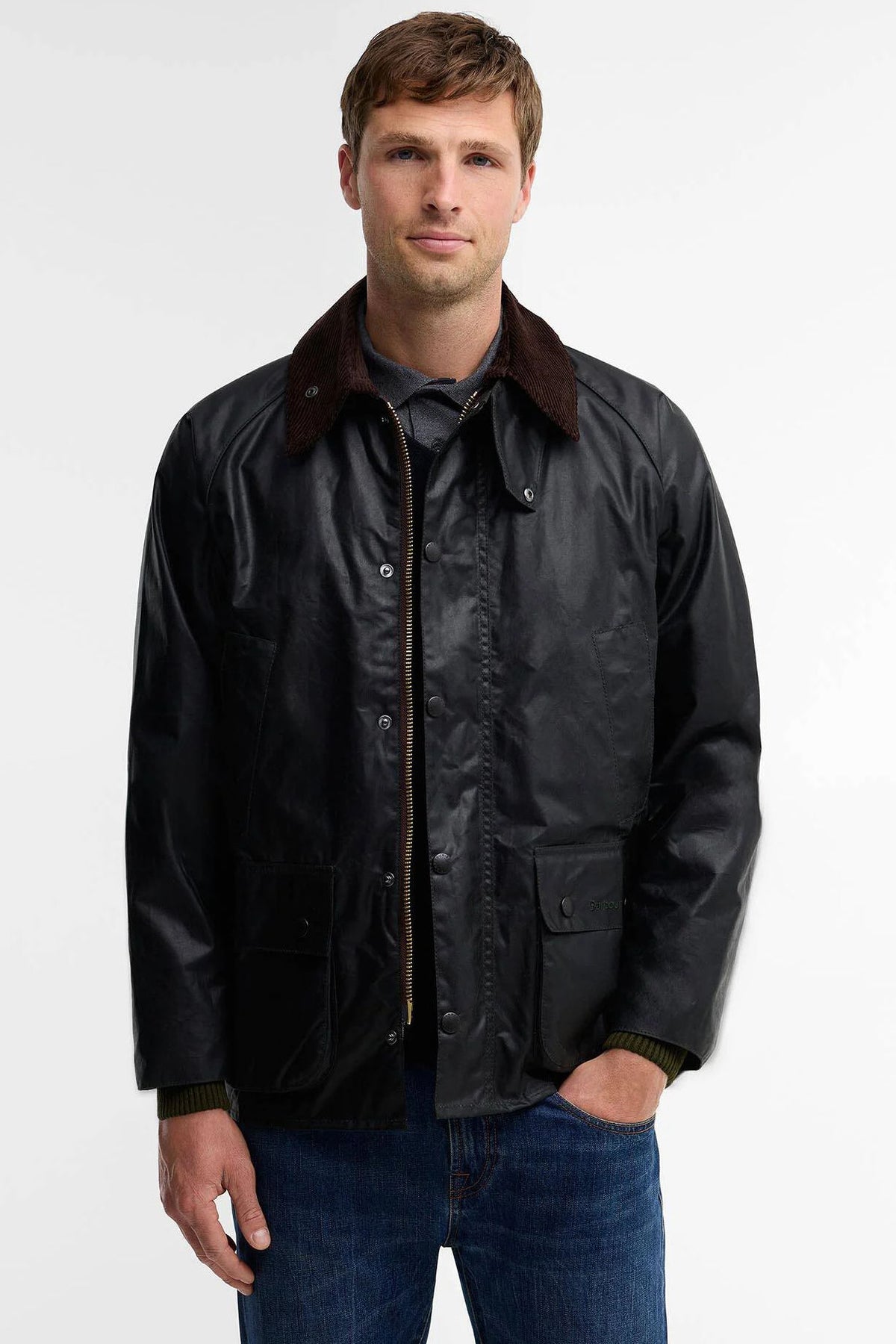 Barbour BEDALE WAX Salvia Uomo in cotone cerato-1