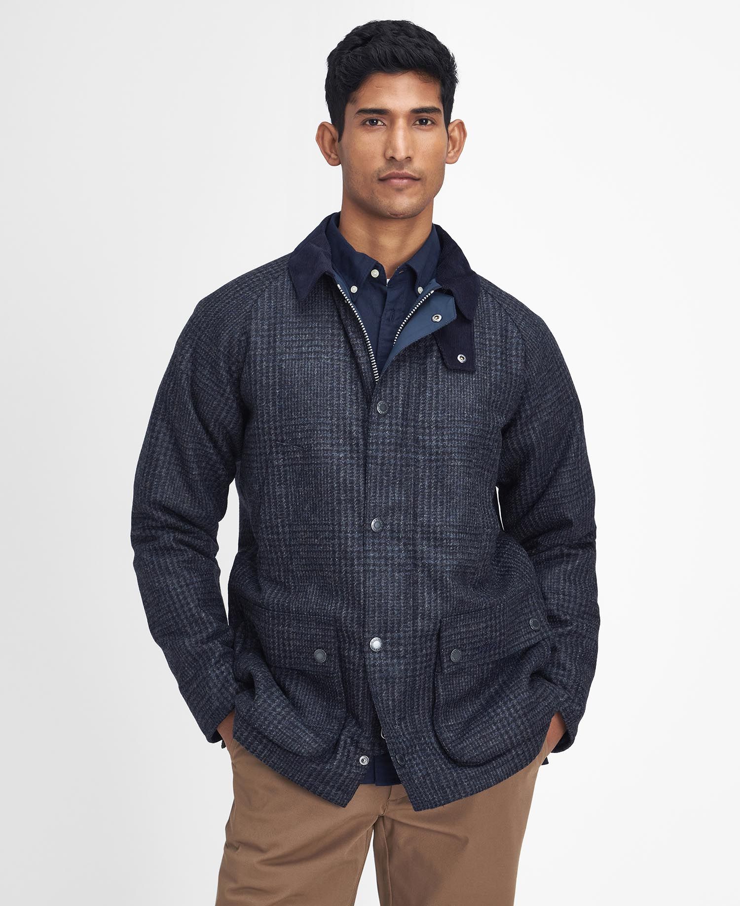 Barbour Bedale Check Wool Jkt Blue Men-1