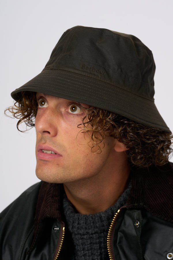 Barbour Cappello Pioggia Wax Verde Uomo-2