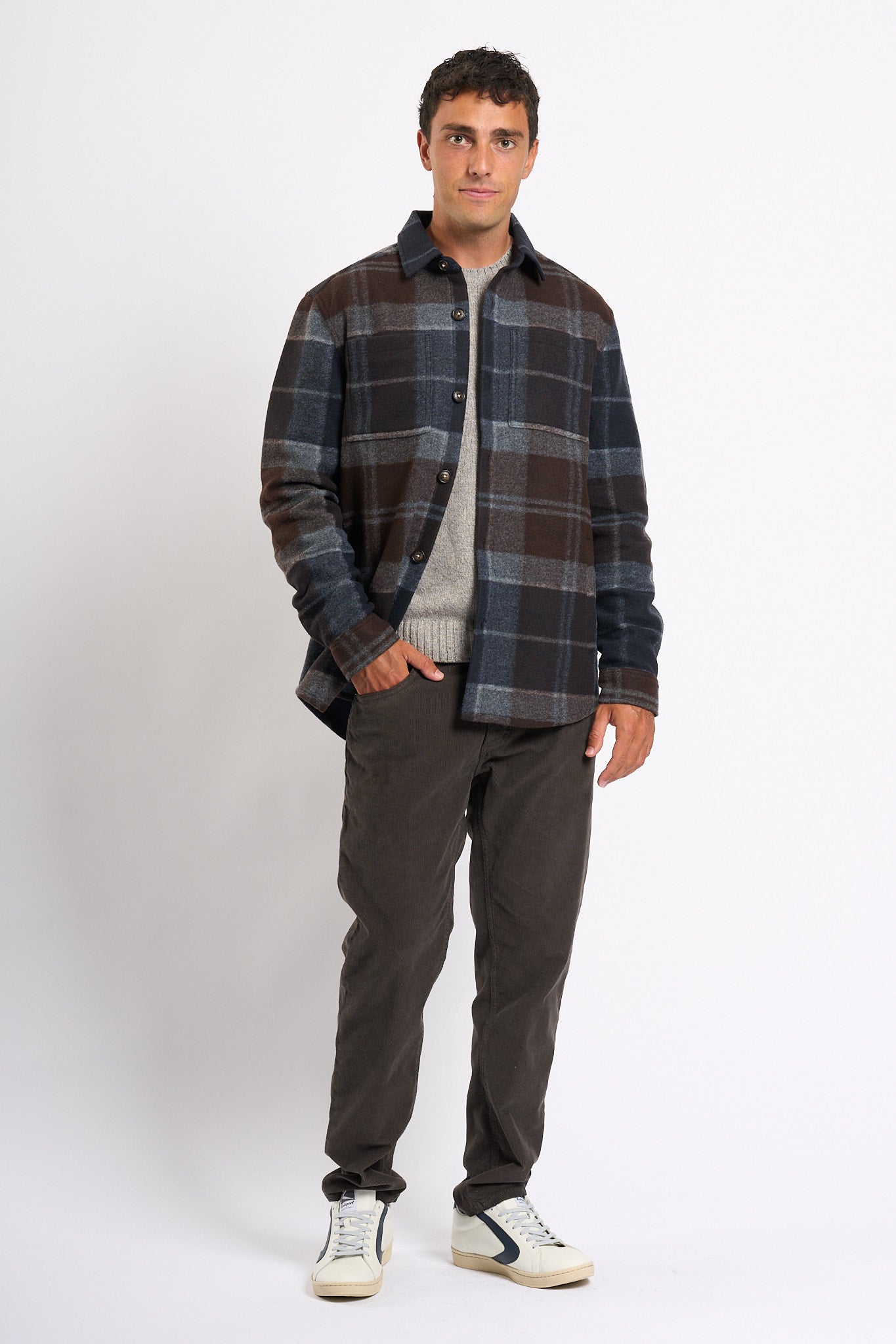 Barbour Chapter Overshirt Blu/marrone/grigio Uomo-3