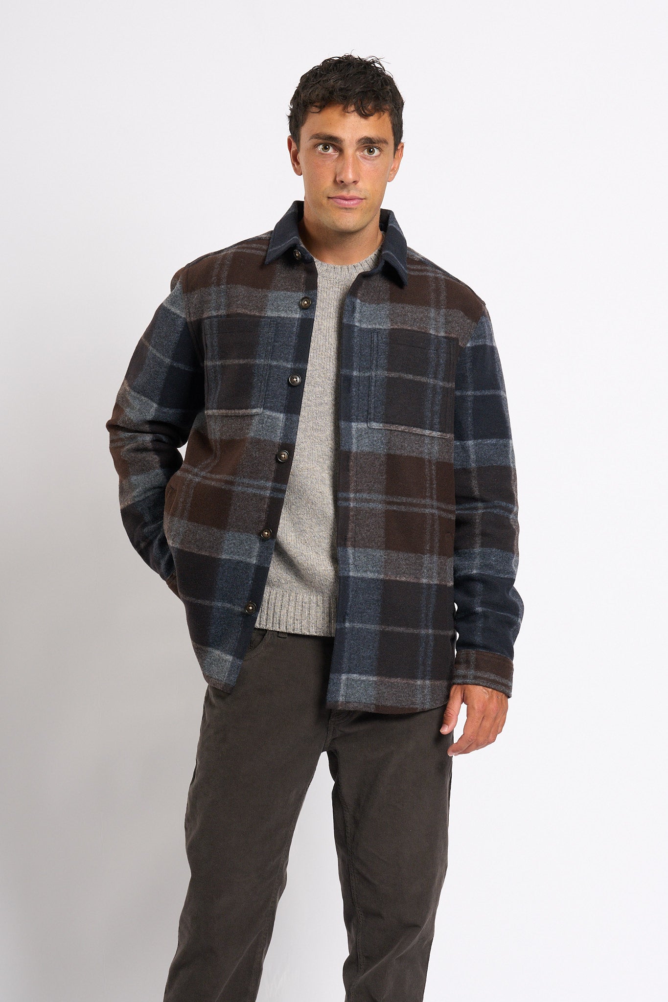 Barbour Chapter Overshirt Blu/marrone/grigio Uomo-5