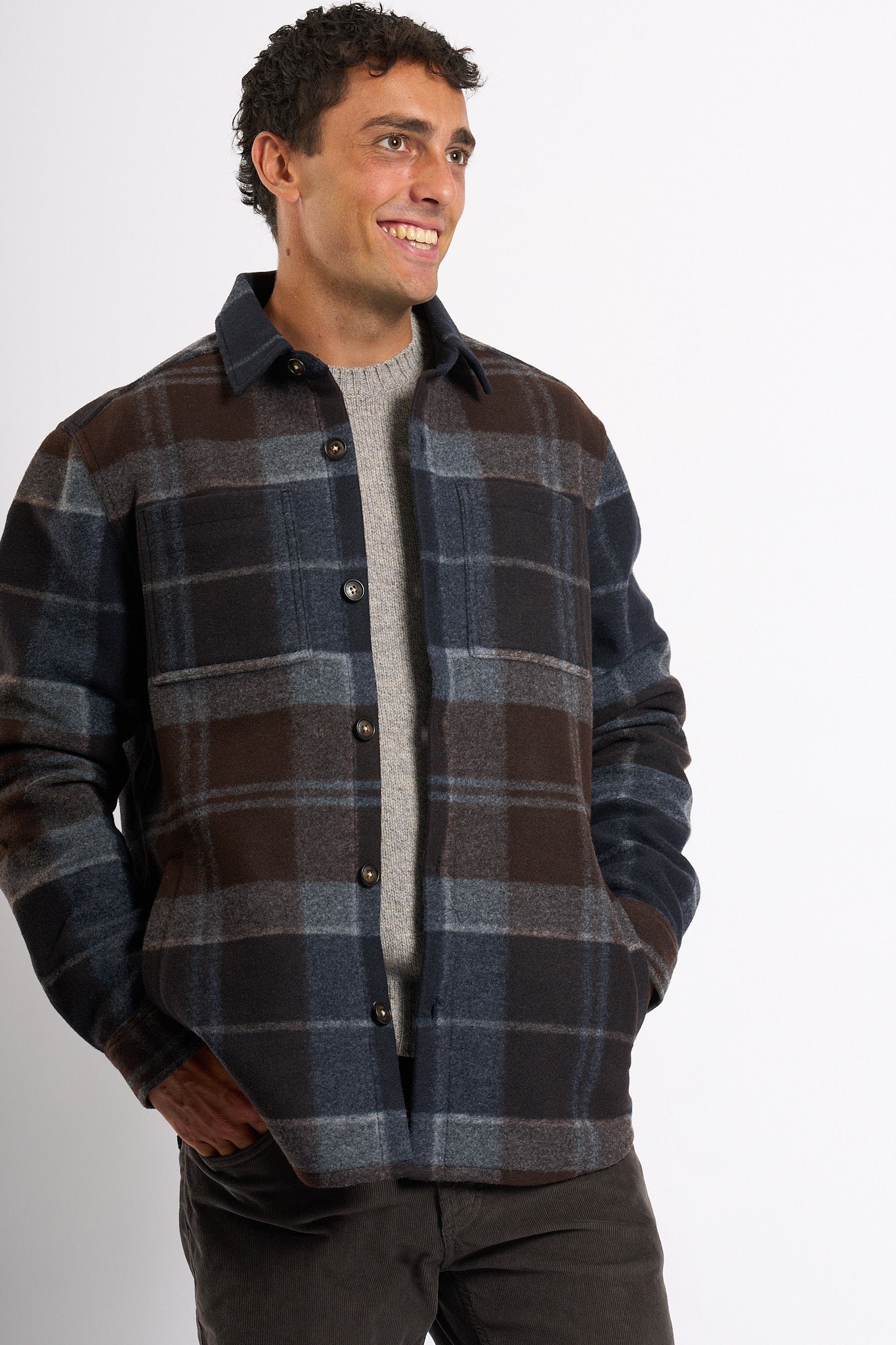 Barbour Chapter Overshirt Blu/marrone/grigio Uomo-6