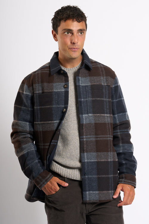 Barbour Chapter Overshirt Blu/marrone/grigio Uomo