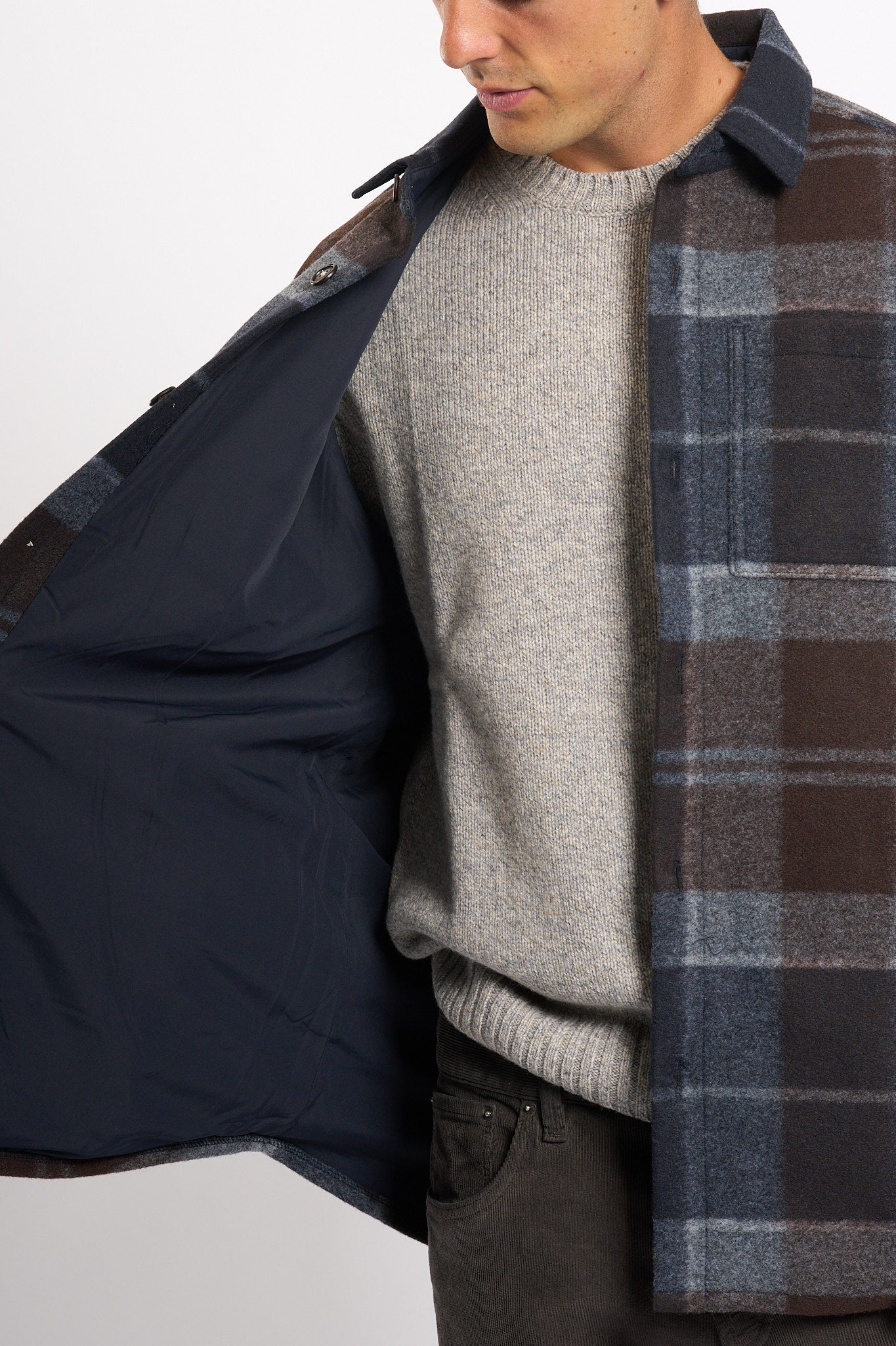 Barbour Chapter Overshirt Blu/marrone/grigio Uomo-7