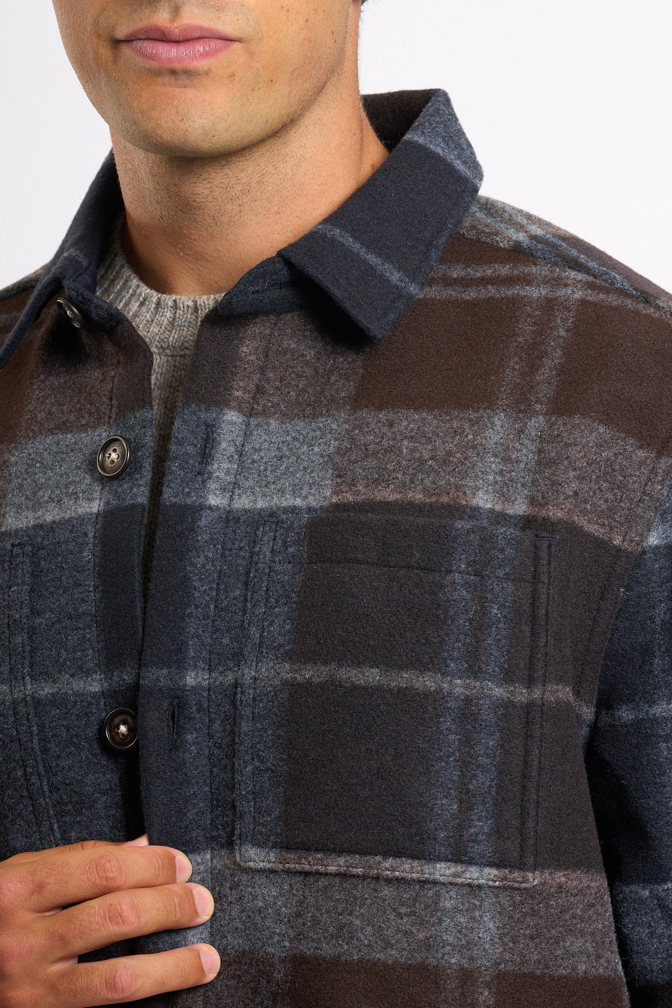 Barbour Chapter Overshirt Blu/marrone/grigio Uomo-2