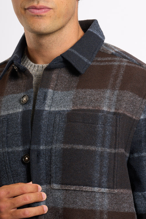 Barbour Chapter Overshirt Blu/marrone/grigio Uomo-2