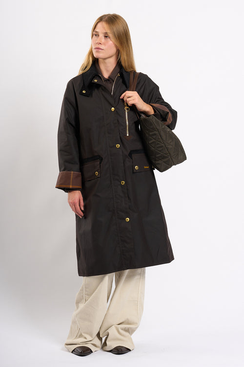 Barbour Giaccone Evette Wax Marrone Donna