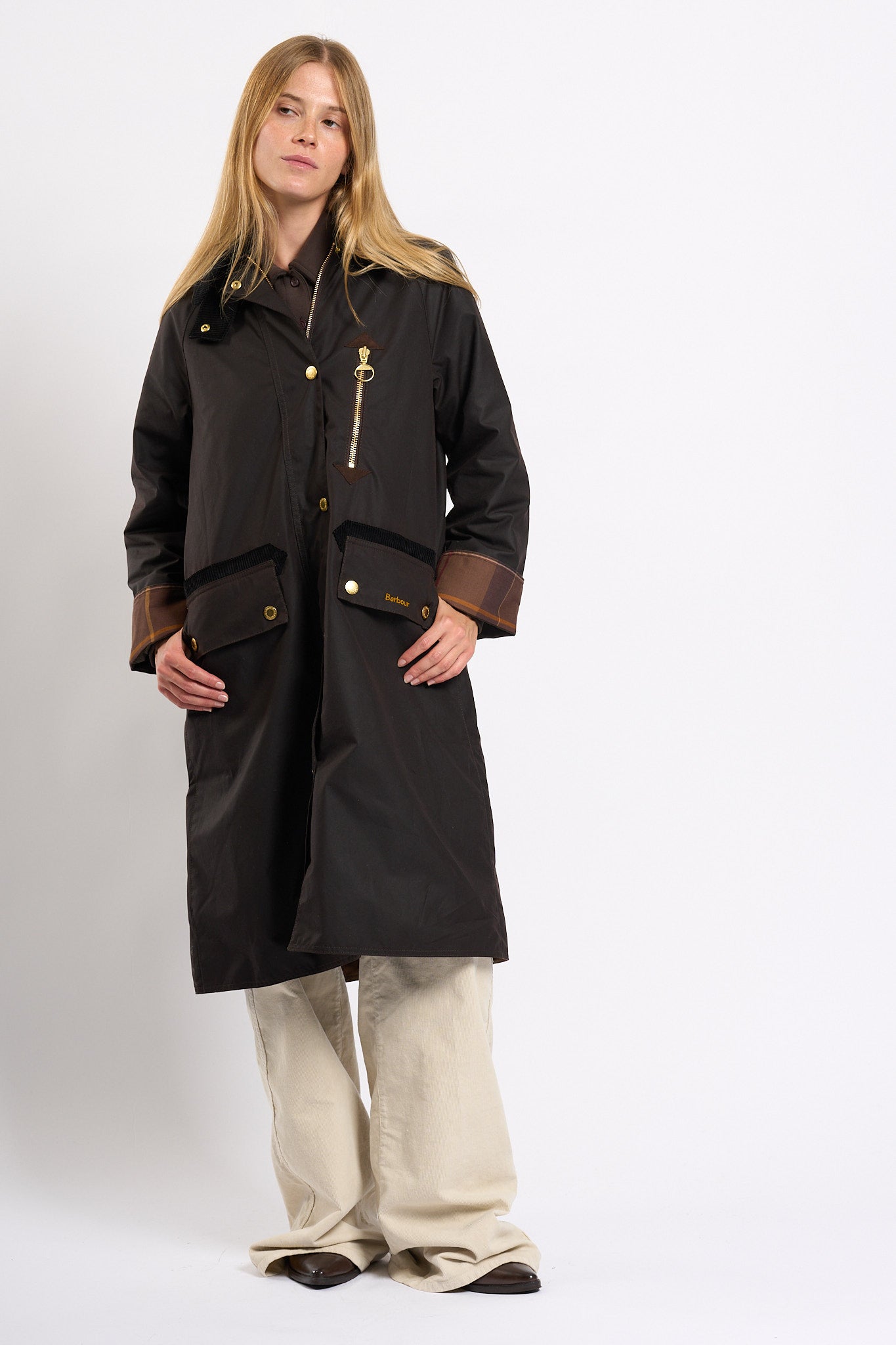 Barbour Giaccone Evette Wax Marrone Donna-5