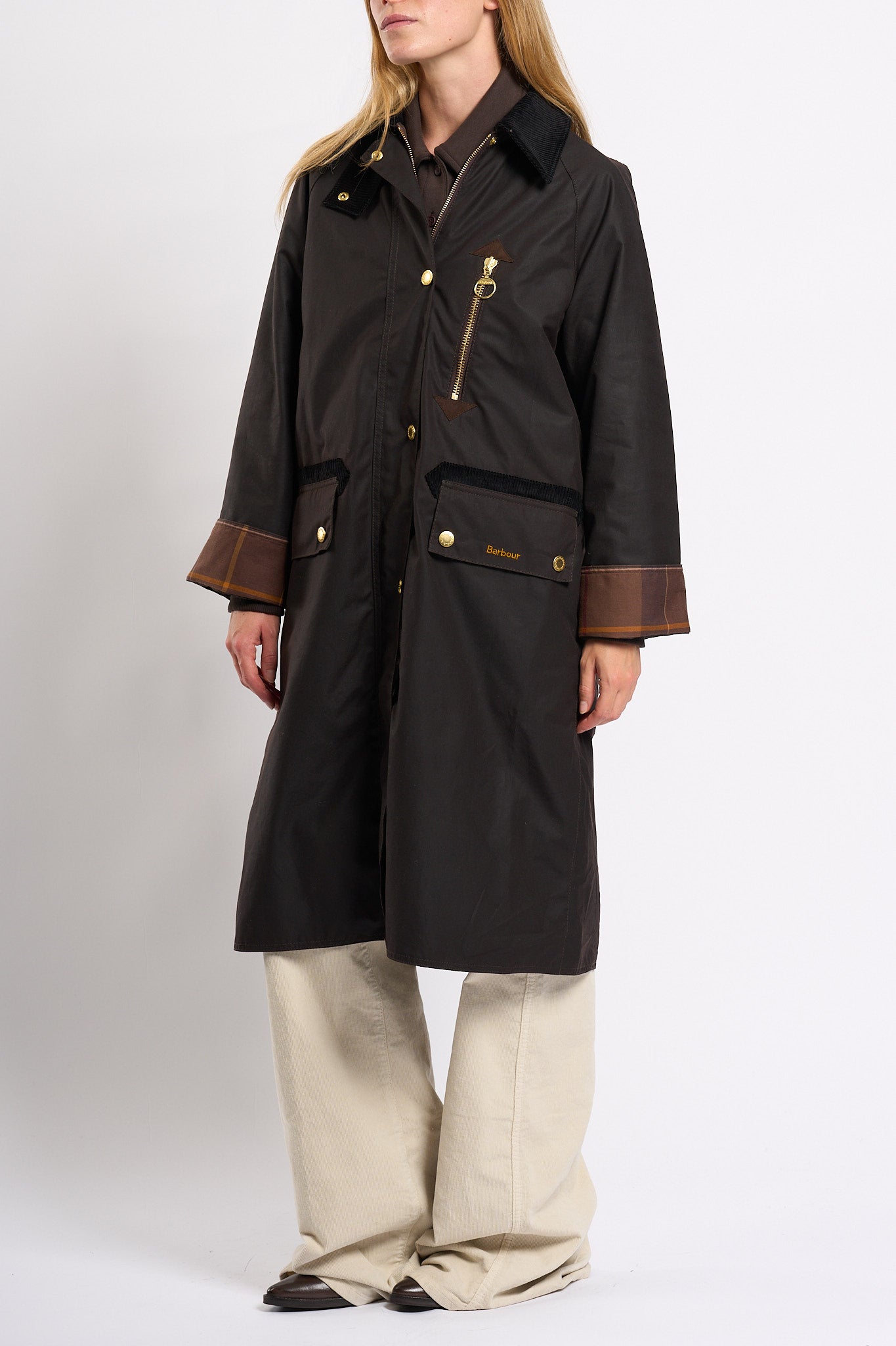 Barbour Giaccone Evette Wax Marrone Donna-6