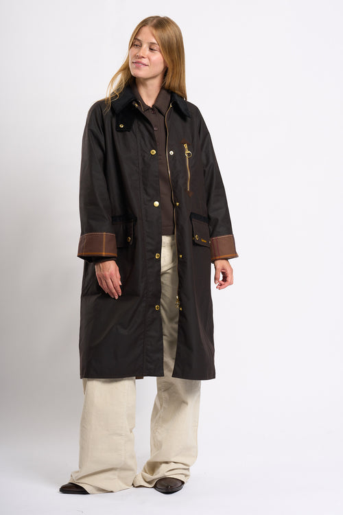 Barbour Giaccone Evette Wax Marrone Donna-2